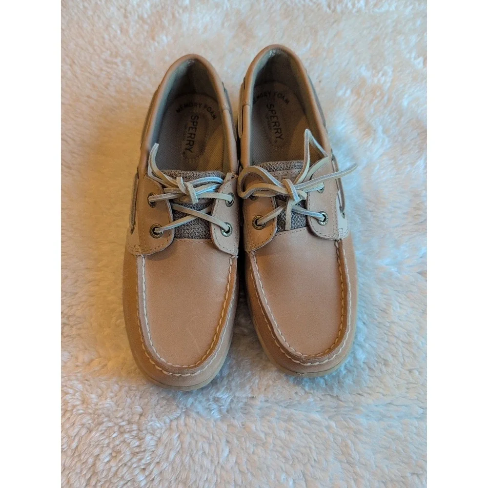 New Sperry Top Sider Bluefish 2 Eye Boat Shoes Linen Oat Womens Sz 7.5 M 9276619
